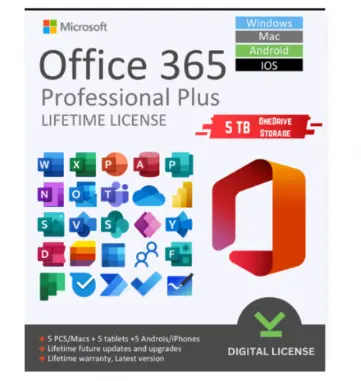 Microsoft 365 Office  | 5 PCs/Macs | Lifetime Access | Fast Activation