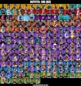 189 SKINS, BLACK KNIGHT, MERRY MINT AXE, GLOW, THE REAPER, TAKE THE L, FLOSS, SPARKLE SPECIALIST, BLUE SQUIRE, ROYALE KNIGHT AND OTHER