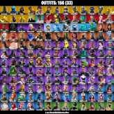156 SKINS, IKONIK, BLACK KNIGHT, TRAVIS SCOTT, MERRY MINT AXE, HONOR GUARD, GLOW, TAKE THE L, FLOSS, BLUE SQUIRE, THE REAPER AND OTHER