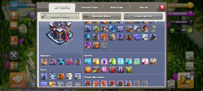 Th 15 / LeveL 200 / Gems 505 / Heroes (60 68 50 49 26) / CN 500 / code 407