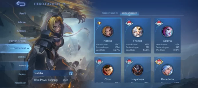 #ML.1058 Instant Delivery lvl 101 Hero 125 skin 205 android+ios+PC guaranteed+reliable+friendly price
