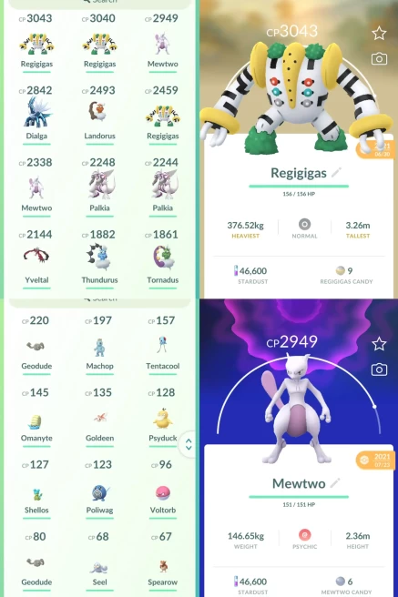 lvl22,have Legendary Regigigas Mewtwo Lanorus Palkia Yveltal Thundurus Tornadus,some nice pokemons  N8657