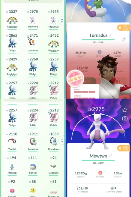 lvl22,have Legendary Regigigas Mewtwo Dialga Yveltal Thundurus 100IV Tornadus Palkia,some nice pokemons  N8660