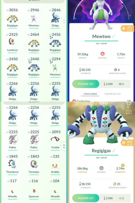 lvl22,have Legendary Shiny Regigigas Shiny Mewtwo Dialga Palkia Yveltal  Tornadus,some nice pokemons   N8662