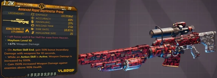[PC/XB/PS] M10/L72 SEPTIMATOR PRIME - 1.117.236x2 DMG (+938.478 FIRE DMG) - 10.87 FIRE RATE, 2.5s RELOAD - ANOINTED x3