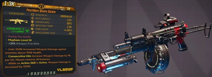 [PC/XB/PS] M10/L72 BOOM SICKLE - 386.946x10 DMG (426.608 CORROSIVE DMG) - 1.6s RELOAD - 4.1 FIRE RATE - ANOINTED x3
