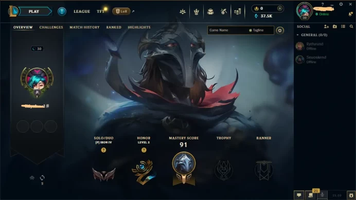 [Euw] -SE15- New Split | IRON 4 0W-5L 0Lp | 39k BE's | 22 Champs | hand-deranked | unverified email | Iron iv MMR #48