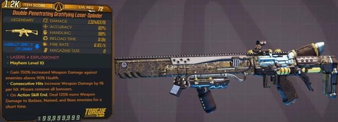 [PC/XB/PS] M10/L72 LASER-SPLODER - 13.246.376 DMG (+14.6 MILLION SHOCK DMG) - INFINITE AMMO/NO RELOAD - 6.81 FIRE RATE - ANOINTED x3!!!