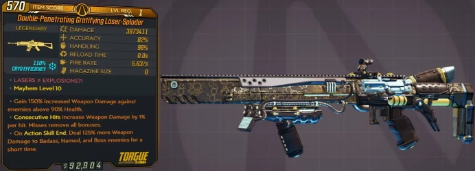 [PC/XB/PS] LVL1 LASER-SPLODER - 3.973.411 DMG (110% CRYO EFFICIENCY) - INFINITE AMMO/NO RELOAD - 6.81 FIRE RATE - ANOINTED x3!!!
