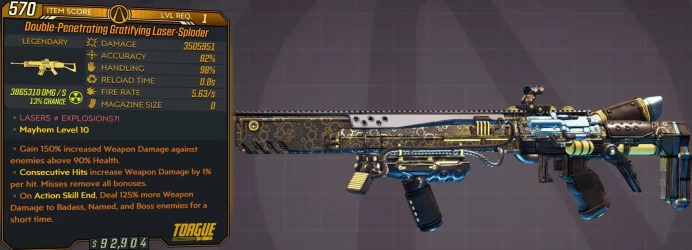 [PC/XB/PS] LVL1 LASER-SPLODER - 3.505.951 DMG (+3.86 MILLION RADIATION DMG) - INFINITE AMMO/NO RELOAD - 6.81 FIRE RATE - ANOINTED x3!!!