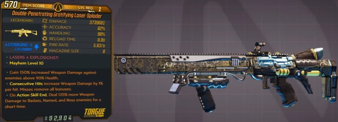 [PC/XB/PS] LVL1 LASER-SPLODER - 3.739.681 DMG (+4.12 MILLION SHOCK DMG) - INFINITE AMMO/NO RELOAD - 6.81 FIRE RATE - ANOINTED x3!!!