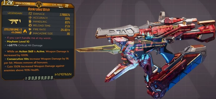 [PC/XB/PS] M10/L72 BITCH - 1.786.674 DMG (2.25 MILLION FIRE DMG) - 2.1s RELOAD - 24.02 FIRE RATE - 95 MAG SIZE - ANOINTED x3