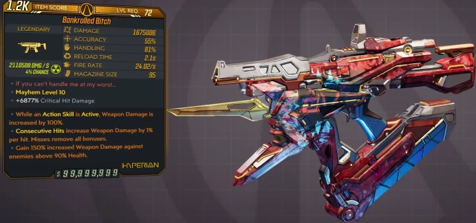[PC/XB/PS] M10/L72 BITCH - 1.675.006 DMG (2.11 MILLION RADIATION DMG) - 2.1s RELOAD - 24.02 FIRE RATE - 95 MAG SIZE - ANOINTED x3