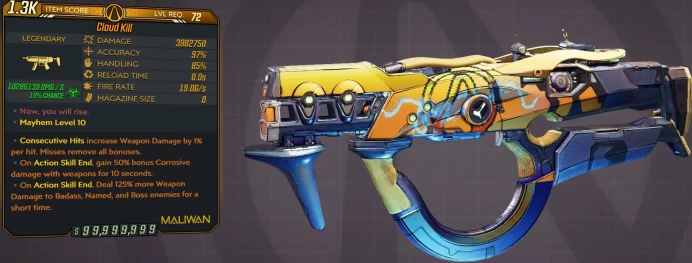 [PC/XB/PS] M10/L72 CLOUD KILL - 3.982.750 DMG (+10.286.139 CORROSIVE DMG!) - 19.06 FIRE RATE - INF AMMO/NO RELOAD - ANOINTED x3 - INSANE!!!