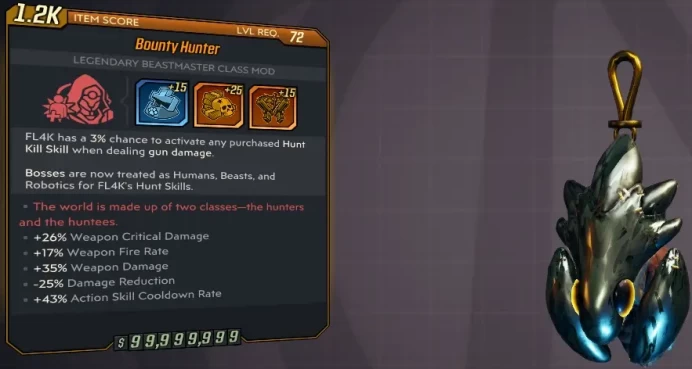 [PC/XB/PS] M10/L72 BOUNTY HUNTER - +15 +25 +15 (+26% WPN CRIT, 17% WPN FR, 35% WPN DMG, -25% DMG RED, 43% AS CDR