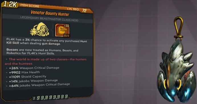 [PC/XB/PS] M10/L72 VENATOR BOUNTY HUNTER - +55 HUNTER'S EYE (+26% WPN CRIT, +9902 HP, +11091 ES, 14% JAKOB DMG, 64% JAKOB CDMG