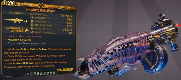 [PC/XB/PS] M10/L72 WEB SLINGER - 112.776x16 DMG (+142k FIRE DMG) - 16.37 FIRE RATE , 2.3s RELOAD - ANOINTED x3