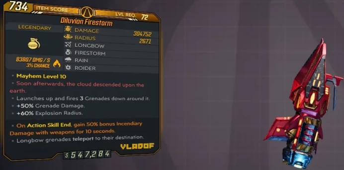 [PC/XB/PS] M10/L72 FIRESTORM - 304.752 DMG / 2671 AOE (83807 FIRE DMG) - 50% GRENADE DMG, 60% RADIUS - ANOINTED 50% BONUS FIRE DMG