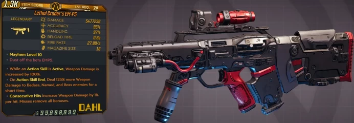 [PC/XB/PS] M10/L72 CRADER'S EM-P5 - 5.477.236 DMG - 27.80 FIRE RATE, 0.8s RELOAD - 95% ACC - 97% HNDLG - ANOINTED x3!!!