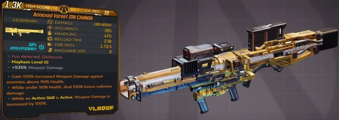 [PC/XB/PS] M10/L72 ION CANNON - 18.014.620x2 DMG (68% CRYO EFFICIENCY) - BIG RADIUS - ANOINTED X3