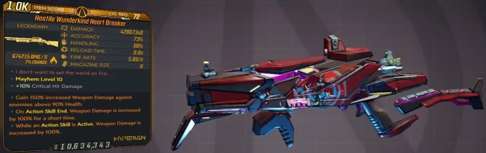 [PC/XB/PS] M10/L72 HEART BREAKER - 428.073x8 DMG (+674.215 FIRE DMG) - 0.8s RELOAD, 5.69 FIRE RATE - ANOINTED x3