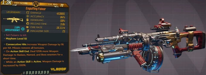 [PC/XB/PS] M10/L72 FAISOR - 453.691 DMG (110% CRYO EFFICIENCY) - 16.11 FIRE RATE - 73 MAG SIZE - ANOINTEDx3
