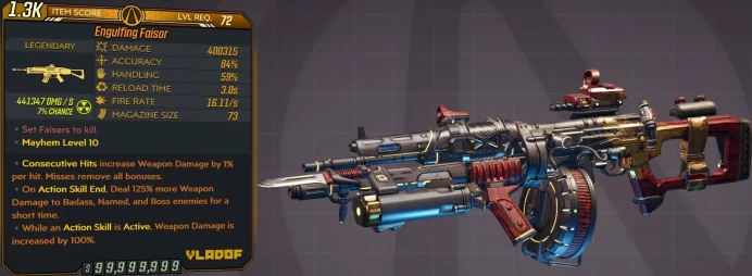 [PC/XB/PS] M10/L72 FAISOR - 400.315 DMG (+441.347 RADIATION DMG) - 16.11 FIRE RATE - 73 MAG SIZE - ANOINTEDx3