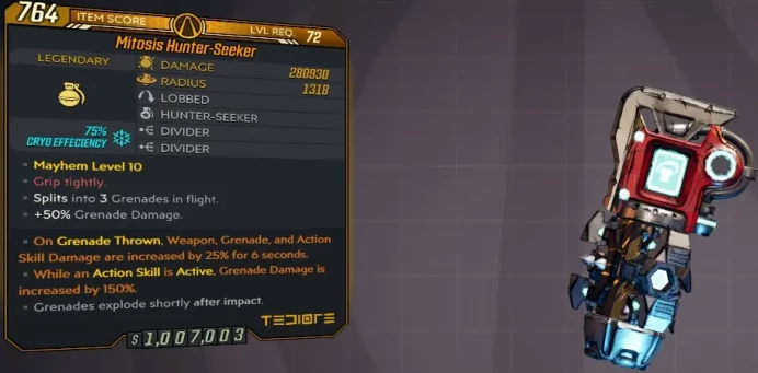 [PC/XB/PS] M10/L72 HUNTER-SEEKER - 280.930 DMG / 1318 AOE (75% CRYO EFFICIENCY) - 50% GRENADE DMG, 3 SPLITS - ANOINTED x2