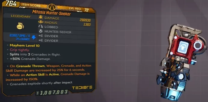 [PC/XB/PS] M10/L72 HUNTER-SEEKER - 280.930 DMG / 1303 AOE (+83k SHOCK DMG) - 50% GRENADE DMG, 3 SPLITS - ANOINTED x2