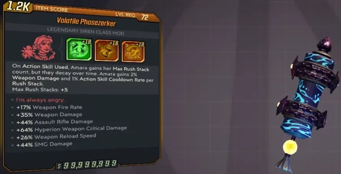 [PC/XB/PS] M10/L72 PHASEZERKER - +18 +18 +18 (17% WPN FR, 35% WPN DMG, 44% AR DMG, 64% HYP WPN CRT, 26% RELOAD, 44% SMG DMG)