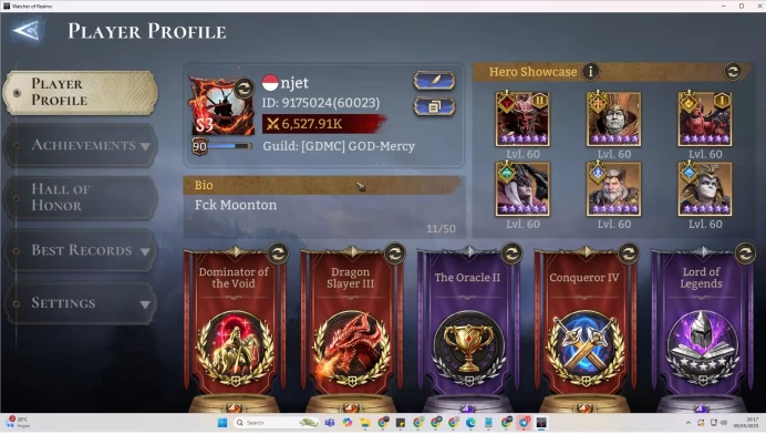 Sv 60xxx|power 6.5 M |6 Lord(Valderon,Praetus,Aracha,Twinfiend,King Harz,Venoma,Etc)+42 Legendary8|CE On|Check SS(WOR825)