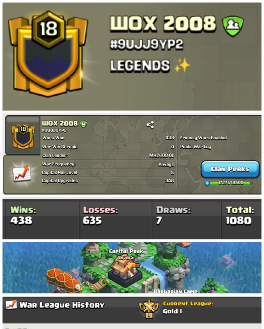 WOX 2008 !! LEVEL 18.9 !! WIN 438 LOSS 635 !! CAPITAL PEAK 5 !! ALMOST LEVEL 19 !! GOLD 1 !! AFFORDABLE !! FAST DELIVERY