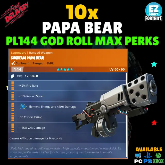10x PAPA Bear (Energy) PL144 - [PC, PS4, PS5, Xbox One and Series X/S] Fast Delivery!