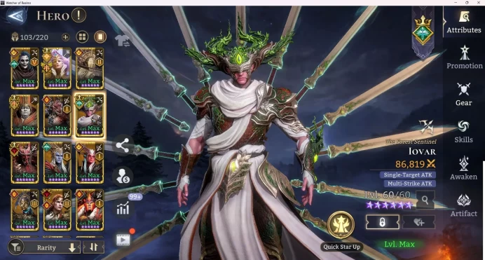 Sv 50xxx|power4.4M |11 Lord(Praetus,Ingrid,Iovar,Valderon,Twinfiend,Torodor etc)+50 Legendary &29 Epic+|CE On|Check SS(WOR834)