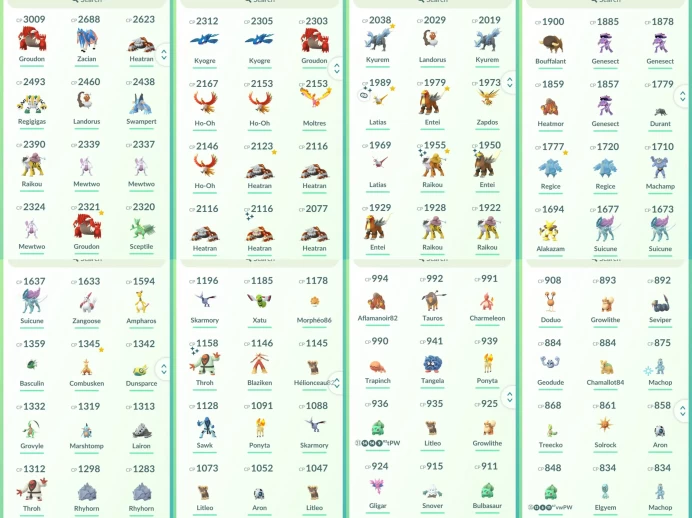 lvl32,have 39Legendary,Mewtwo Groudon Regigigas Kyogre Kyurem Latias etc,5 Shiny Legendary,many nice high CP pokemons N8709