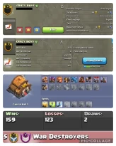 NAME- CRAZY BOYS  | LVL- 11 |WARLOG W-L-D: 159-123-2 | CWL LEAGUE : GOLD 1| CC: NEAR 6!!