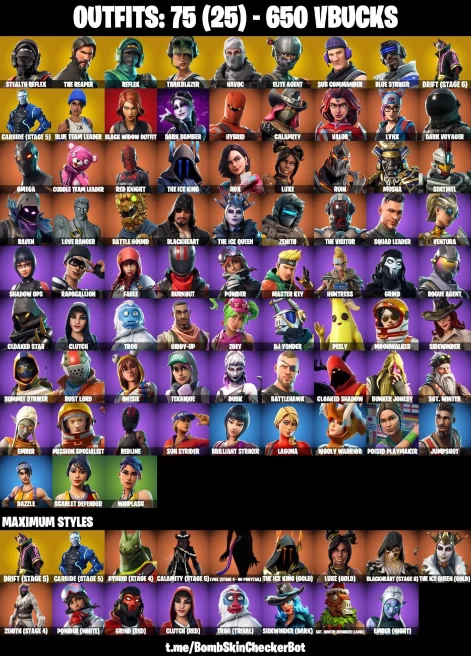 [PC/PSN/XBOX] 75 SKINS | TAKE THE L | THE REAPER | TRAILBLAZER | FREESTYLIN | ELITE AGENT | REFLEX | STEALTH REFLEX | HAVOC | SUB COMMANDER | 