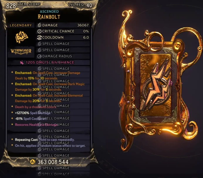 [MODDED] L40 RAINBOLT (DARK) - 36.067 DMG - 12706% SPELL DMG - 6s COOLDOWN - ENCHANTEDx3