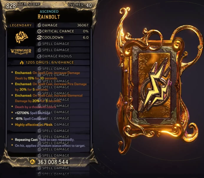 [MODDED] L40 RAINBOLT (FIRE) - 36.067 DMG - 12706% SPELL DMG - 6s COOLDOWN - ENCHANTEDx3