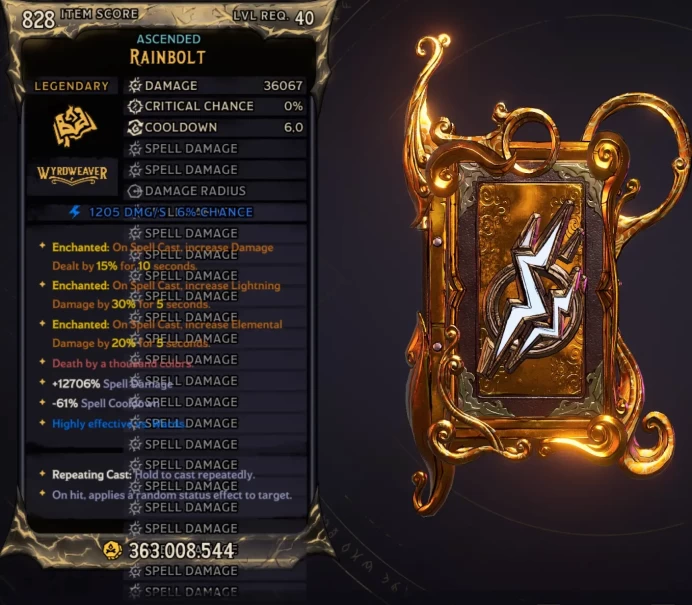 [MODDED] L40 RAINBOLT (LIGHTNING) - 36.067 DMG - 12706% SPELL DMG - 6s COOLDOWN - ENCHANTEDx3