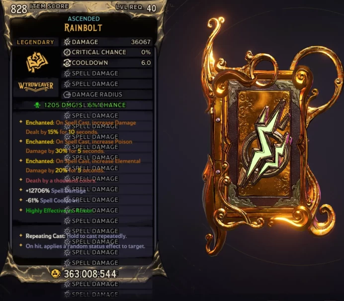 [MODDED] L40 RAINBOLT (POISON) - 36.067 DMG - 12706% SPELL DMG - 6s COOLDOWN - ENCHANTEDx3