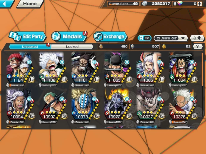 BR502-IOS+Android-Hyber 45+8/6 Ex Max 11k Power(Luffy Gear 5+Kaido v2+Yamato v1+Zoro+Kid Law+Oden+Akainu)+Good Medal-Support 165%+Jabra Max