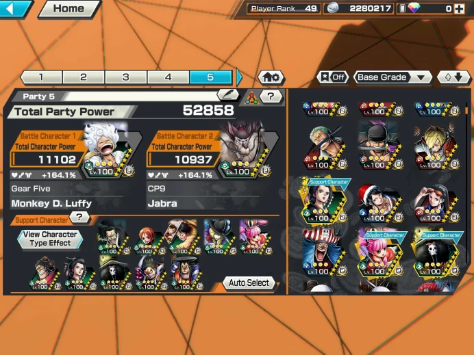 BR502-IOS+Android-Hyber 45+8/6 Ex Max 11k Power(Luffy Gear 5+Kaido v2+Yamato v1+Zoro+Kid Law+Oden+Akainu)+Good Medal-Support 165%+Jabra Max