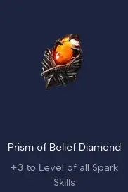Prism of Belief Diamond +3 to Level of all Spark Skills