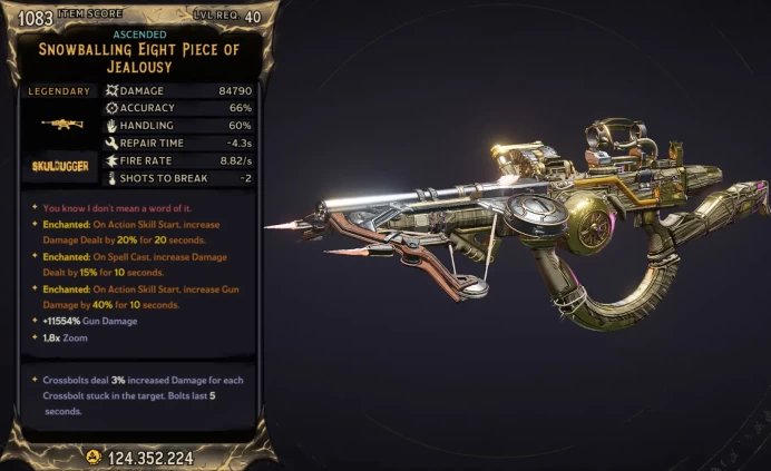[MODDED] L40 EIGHT PIECE - 84.790 DMG - 11.554% GUN DMG - 8.82 FIRE RATE - ENCHANTEDx3!!!