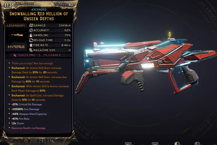 [MODDED] L40 RED HELLION - 33.418x4 DMG (+52.633 DARK DMG) - 8.46 FIRE RATE - INFINITE AMMO/NO RELOAD - ENCHANTEDx4!!!