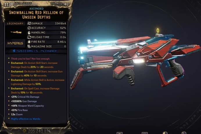 [MODDED] L40 RED HELLION - 33.418x4 DMG (+52.633 FROST DMG) - 8.46 FIRE RATE - INFINITE AMMO/NO RELOAD - ENCHANTEDx4!!!