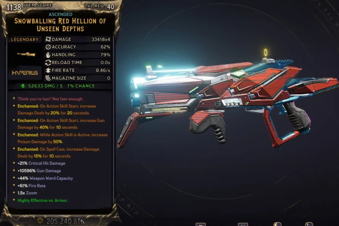 [MODDED] L40 RED HELLION - 33.418x4 DMG (+52.633 FROST DMG) - 8.46 FIRE RATE - INFINITE AMMO/NO RELOAD - ENCHANTEDx4!!!