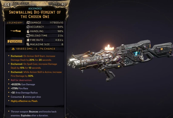 [MODDED] L40 DIE-VERGENT - 117.900x10 DMG (+185k FIRE DMG) - 3.11 FIRE RATE - 94% ACC - 98% HANDLING - ENCHANTEDx3!!!