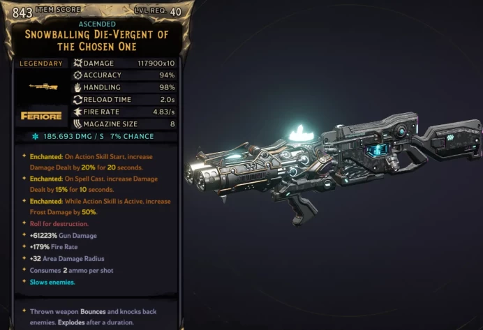 [MODDED] L40 DIE-VERGENT - 117.900x10 DMG (+185k FROST DMG) - 3.11 FIRE RATE - 94% ACC - 98% HANDLING - ENCHANTEDx3!!!